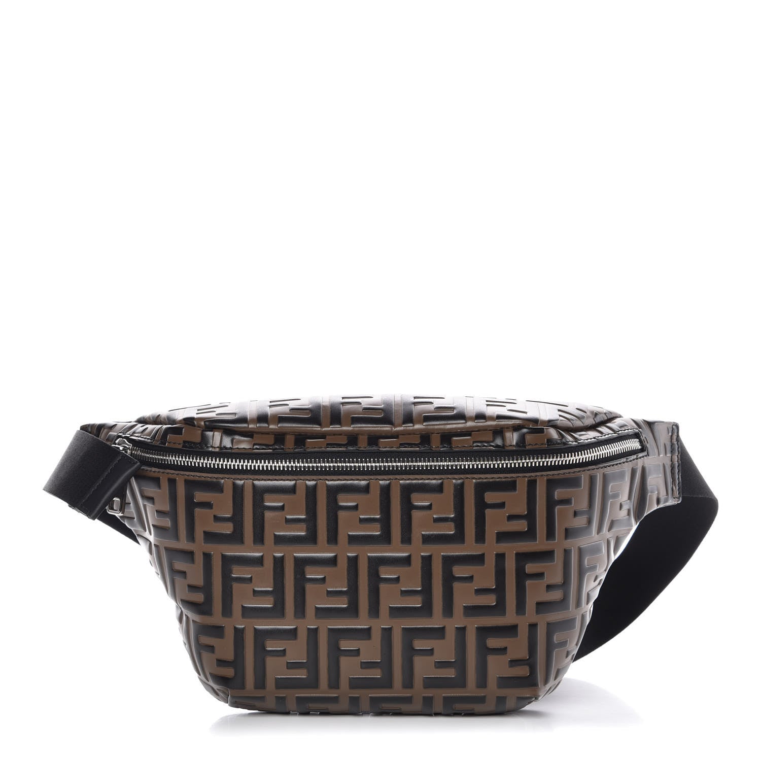 Fendi Vitello Century Bi-Color FF 1974 Embossed Belt Bag Maya Black 1 of 8