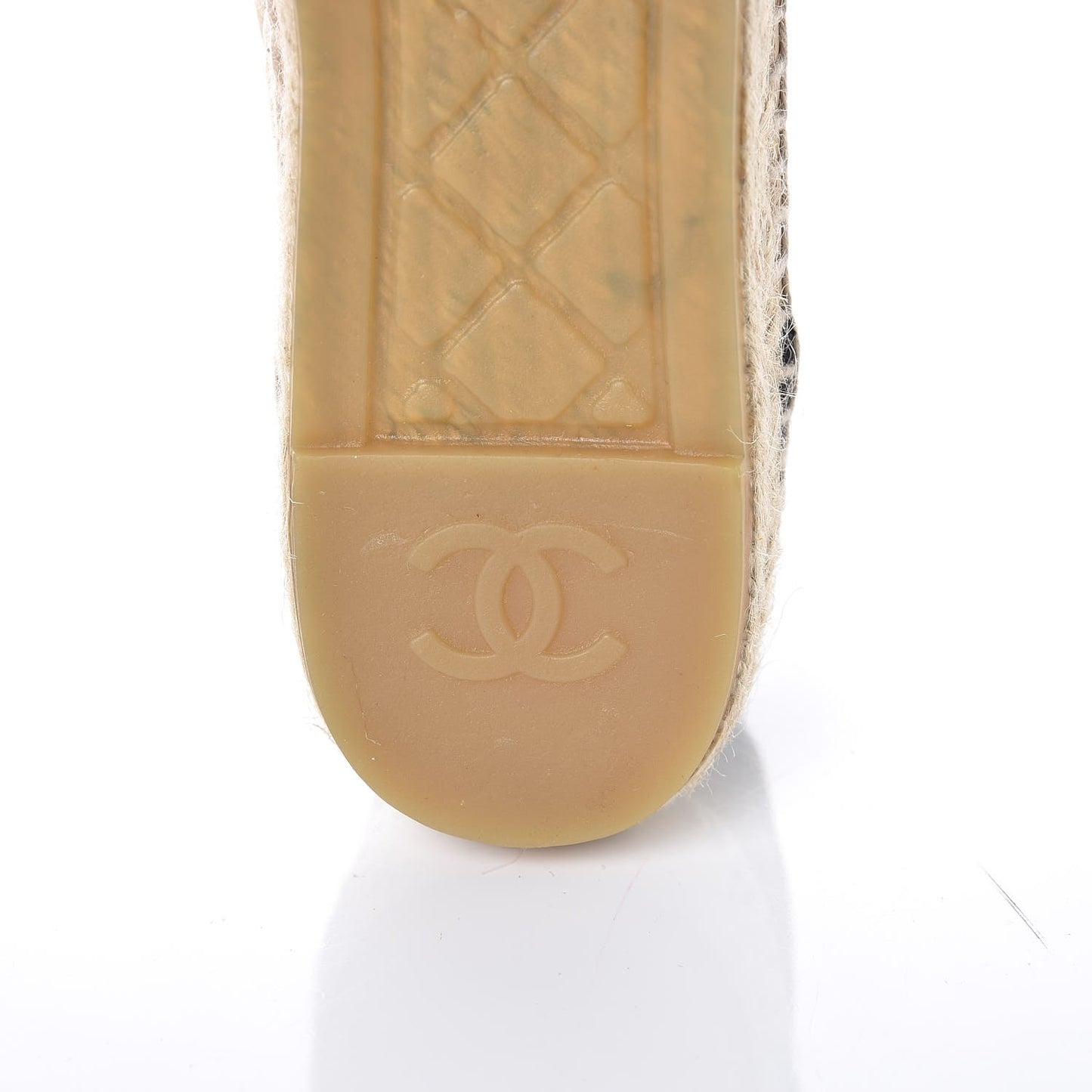 Lambskin Grosgrain Quilted CC Chain Espadrilles 41 Beige Black