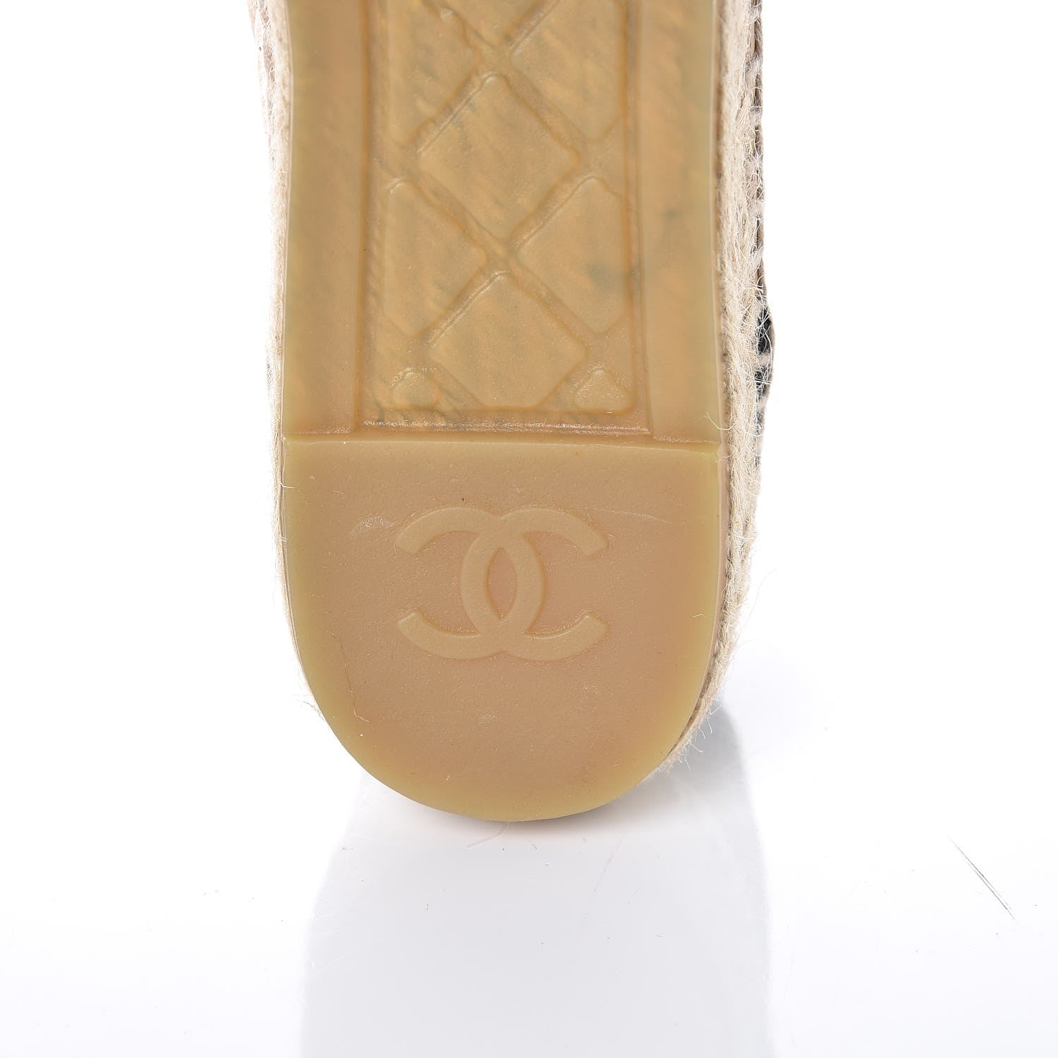 Chanel Lambskin Grosgrain Quilted CC Chain Espadrilles 41 Beige Black 10 of 11