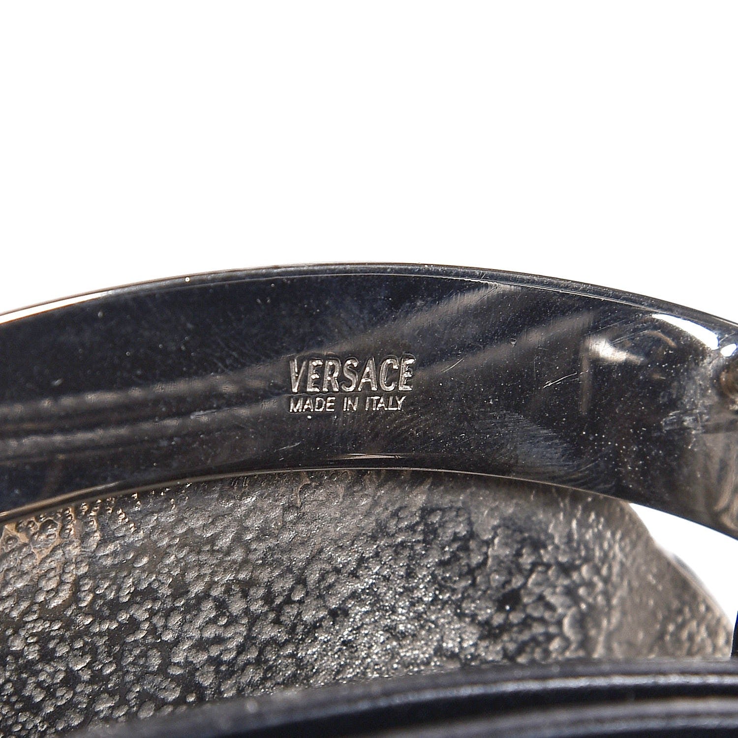 Versace Croc Calfskin Embossed Studded Medusa Belt 75 30 Black 5 of 7