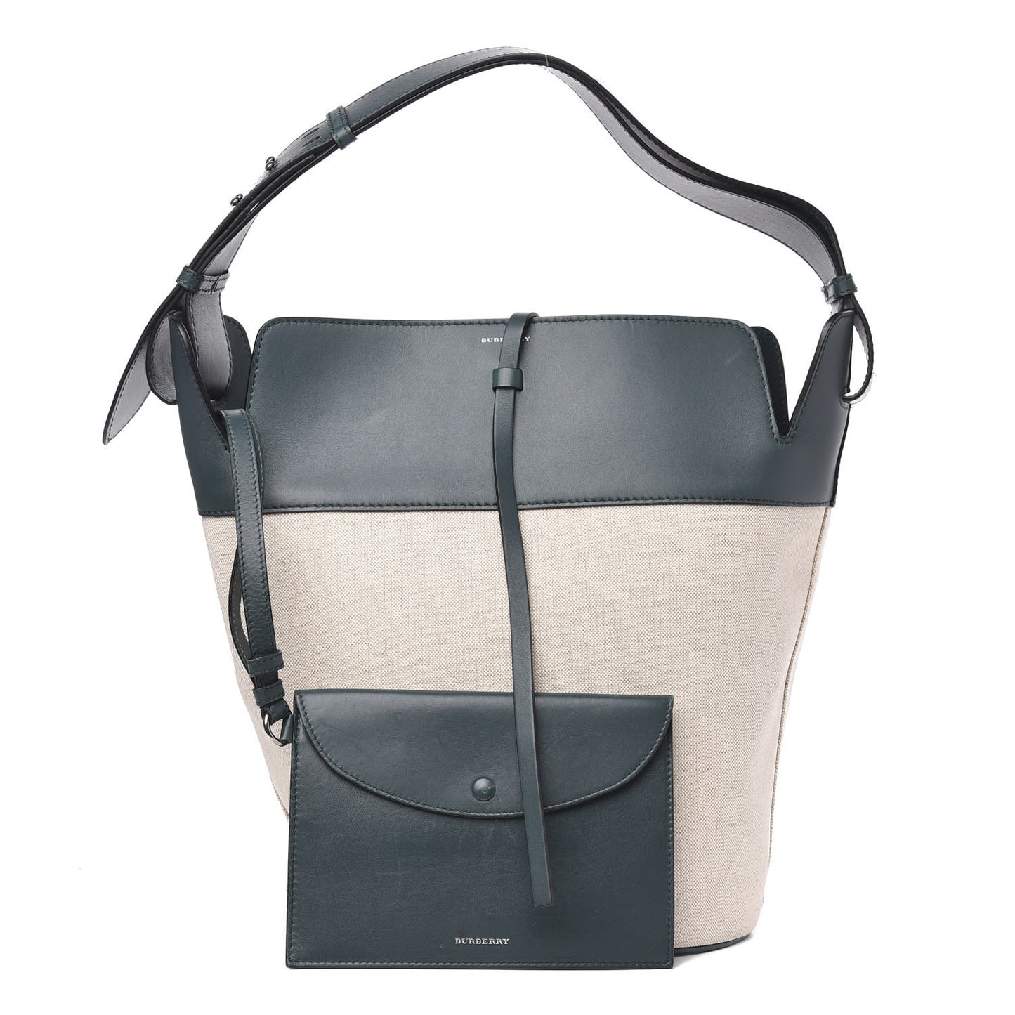Calfskin Linen The Large Bucket Bag Dark Cyan