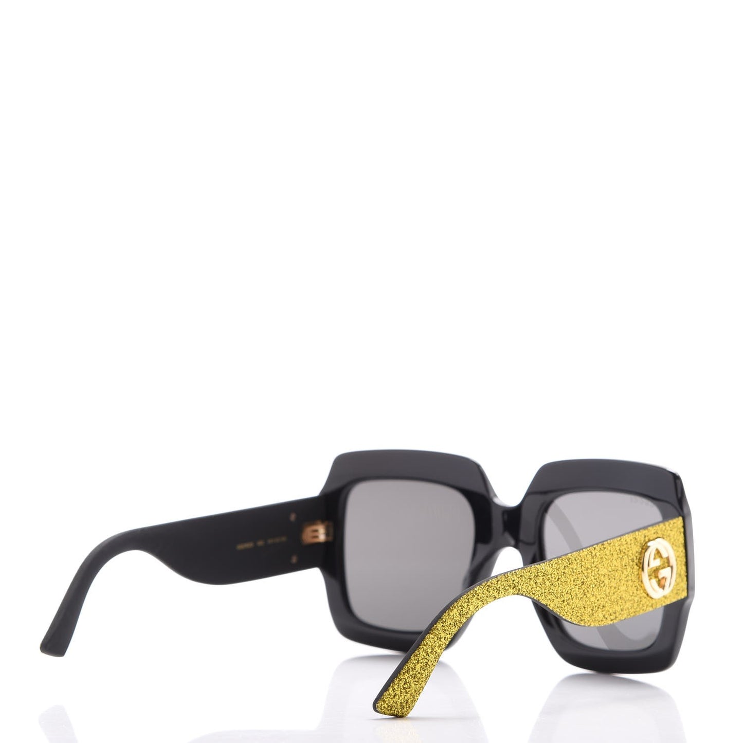 Square Frame GG0102S Sunglasses Glitter Gold