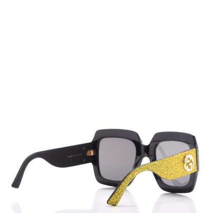 Gucci Square Frame GG0102S Sunglasses Glitter Gold 3 of 9