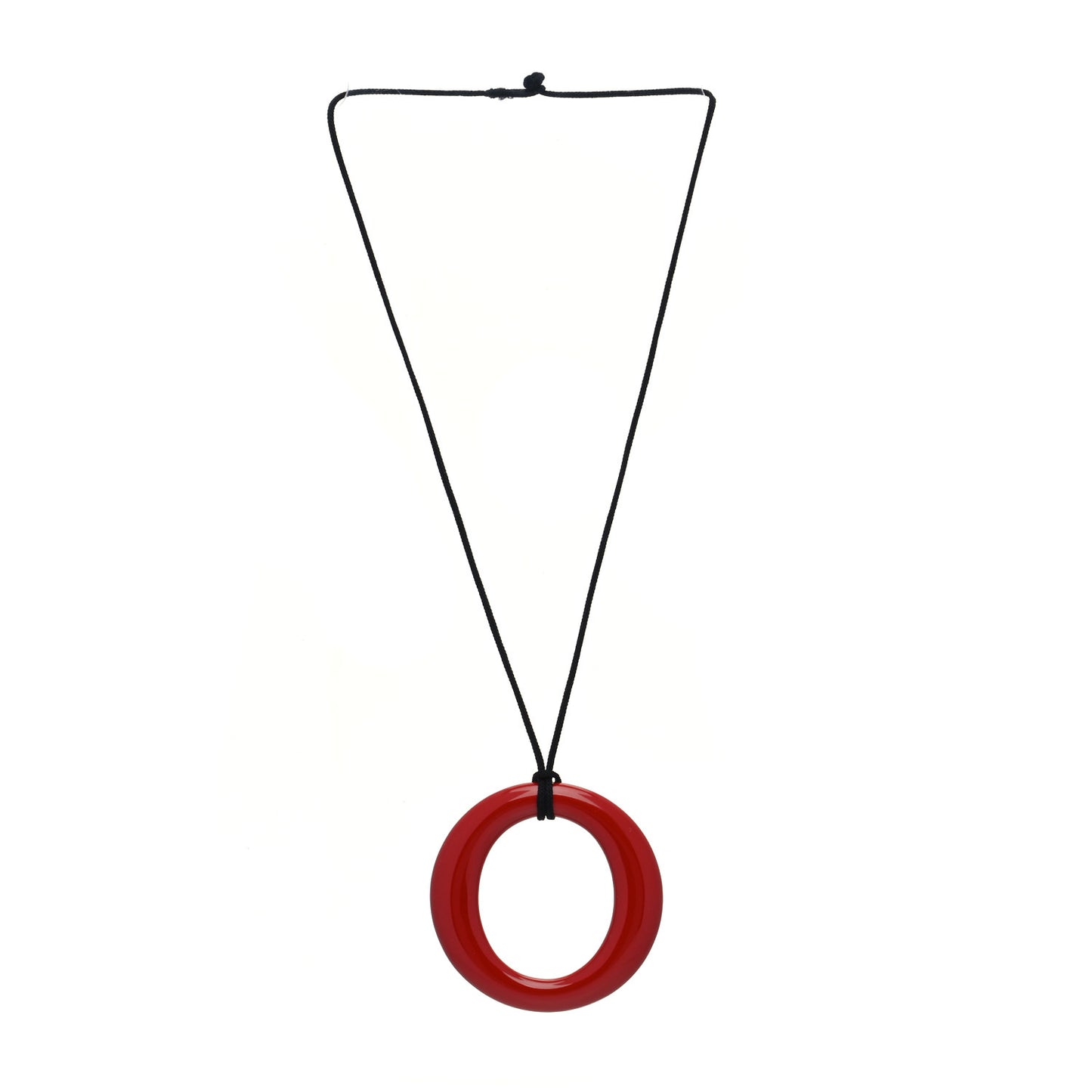 Lacquer Hardwood Elsa Peretti Sevillana Pendant Cord Necklace Red