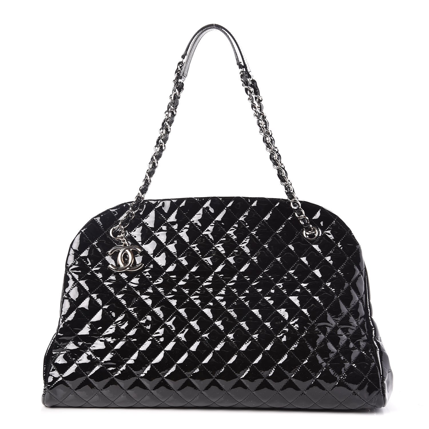 Chanel Patent Quilted Maxi Just Mademoiselle Bowling Bag Black 1 of 12