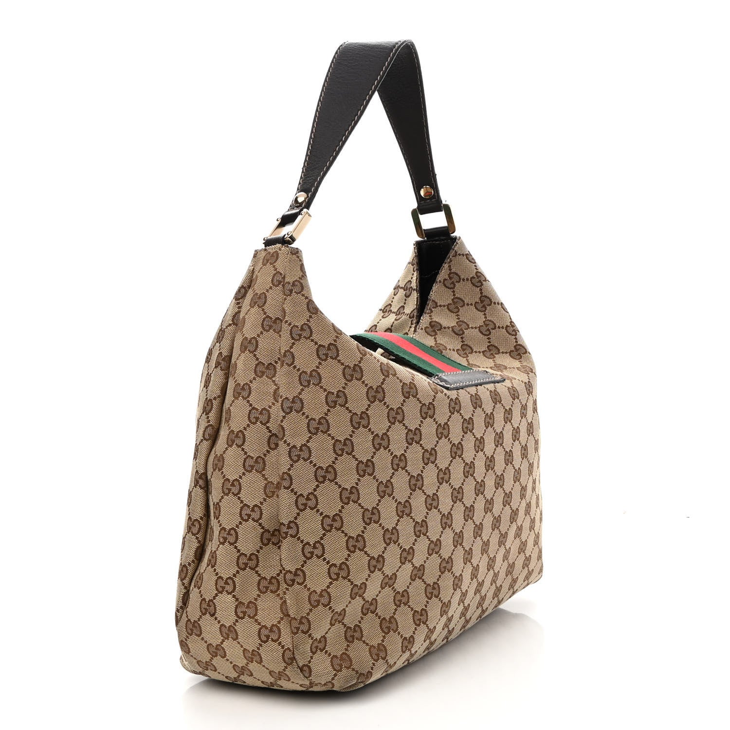 Gucci Monogram Large New Ladies Web Hobo Dark Brown 3 of 11