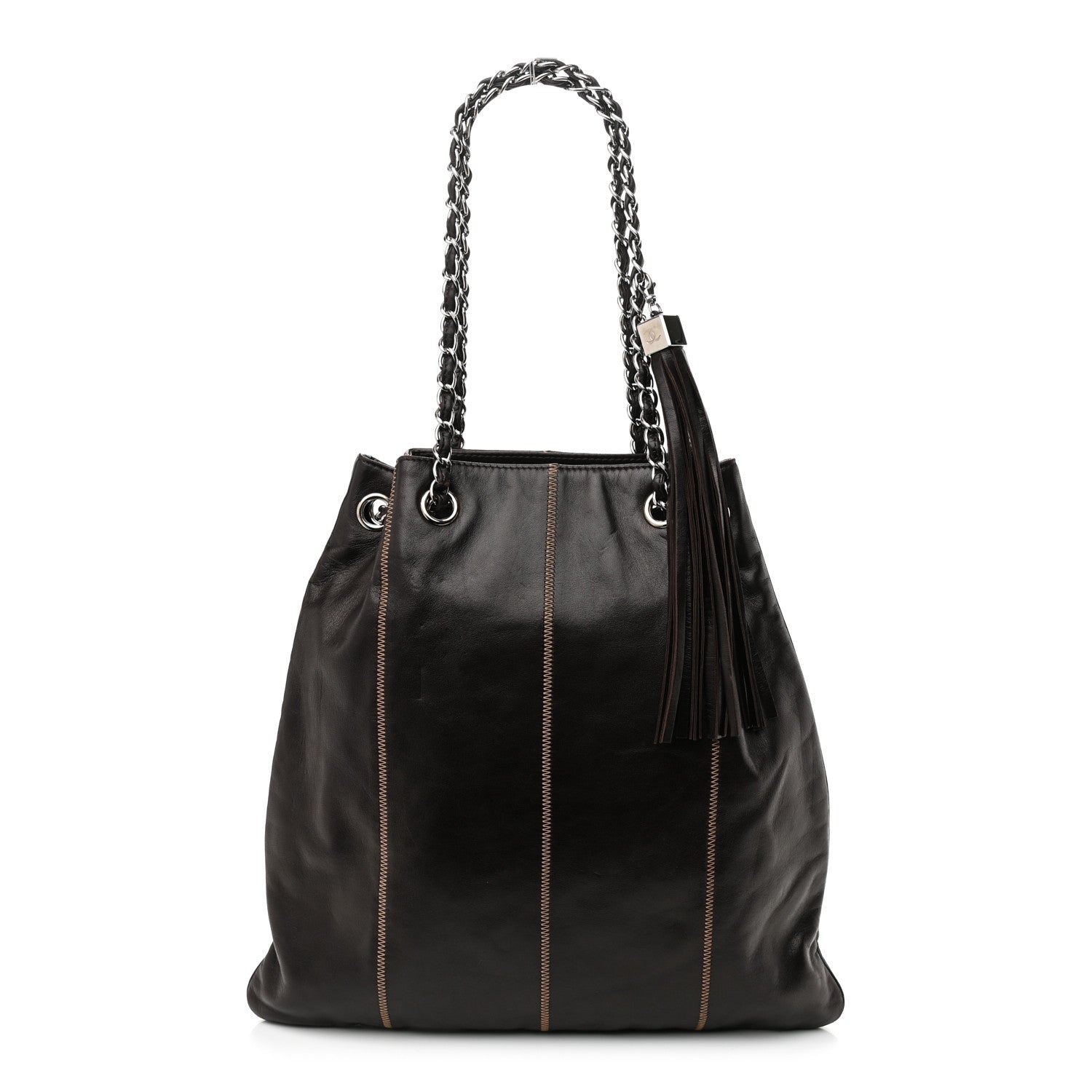 Chanel Lambskin Satin Reversible Sac Cordon Black 1 of 9