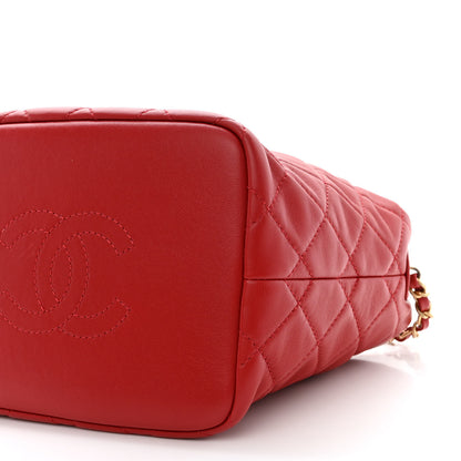 Chanel Lambskin Quilted Perfect Meeting Hobo Red 10 of 10