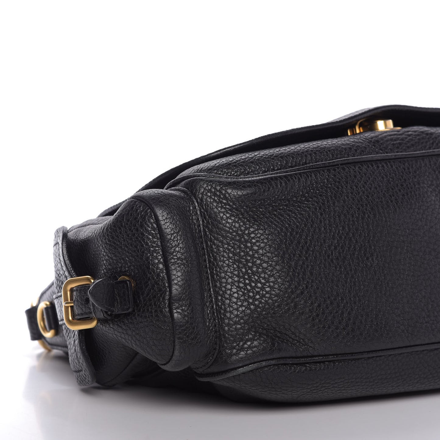 Vitello Daino Shoulder Flap Bag Black