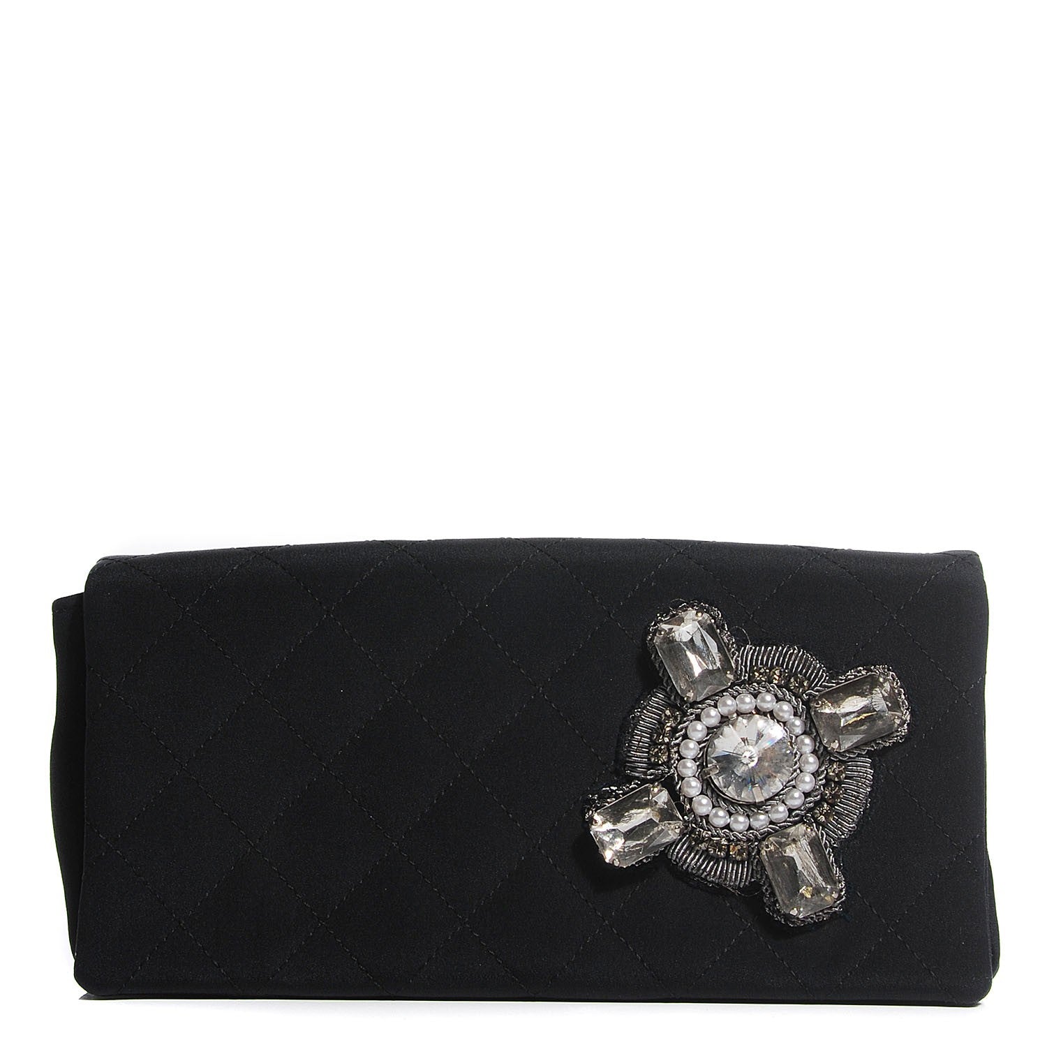 Chanel Nylon Quilted East West Crystal Flap Black 1 of 8