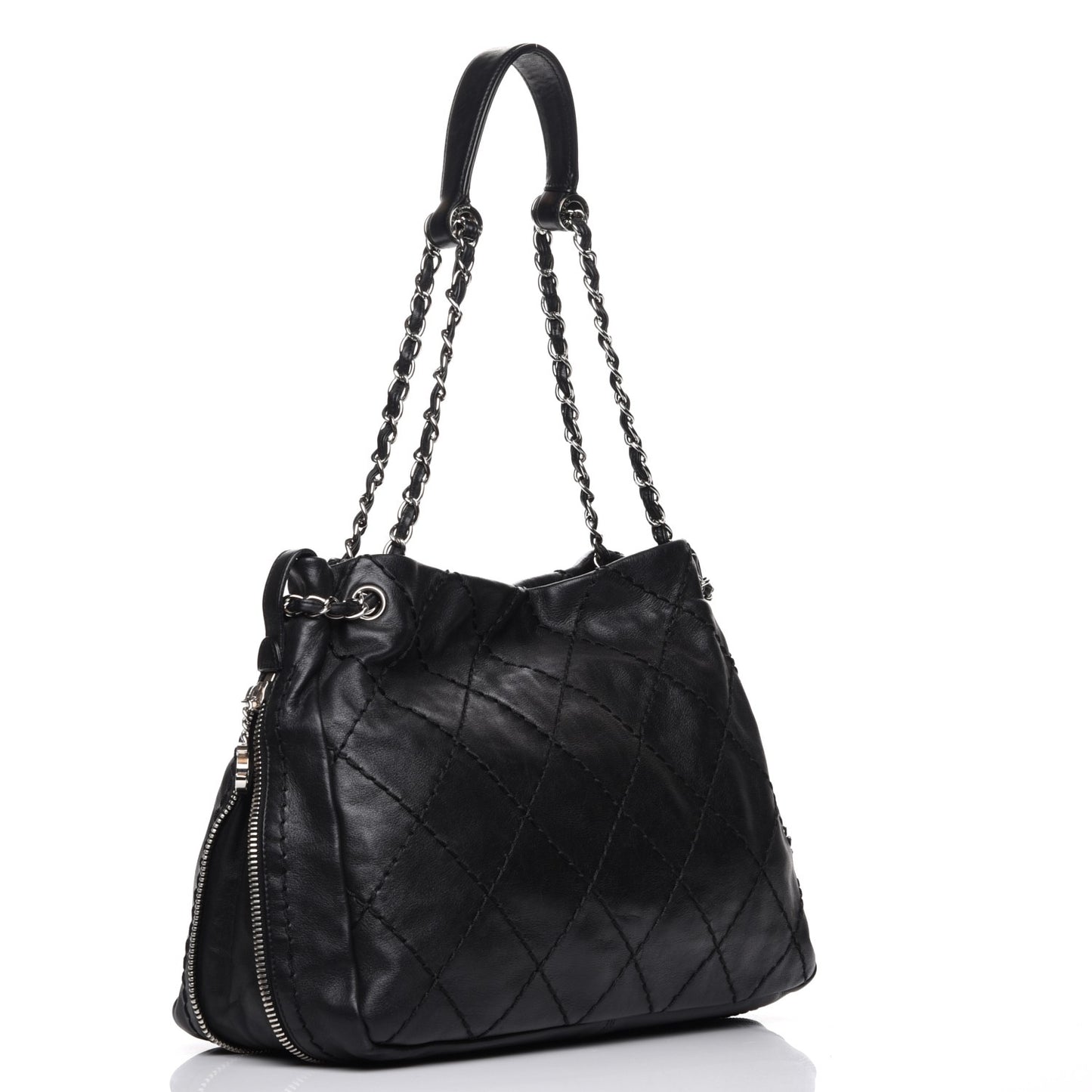 Lambskin Expandable Tote Black