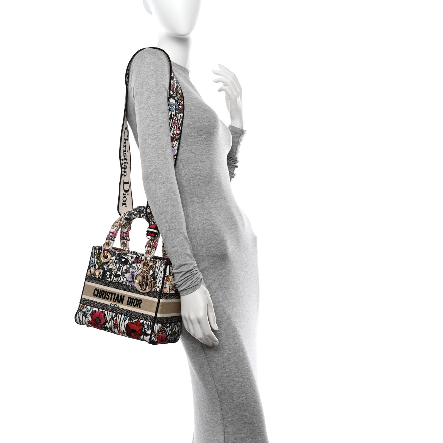 Canvas Embroidered Mille Fleurs Medium Lady D-Lite Multicolor
