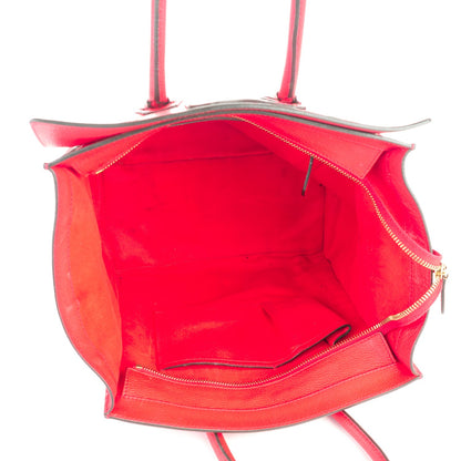 Celine Drummed Calfskin Mini Luggage Coquelicot 5 of 12