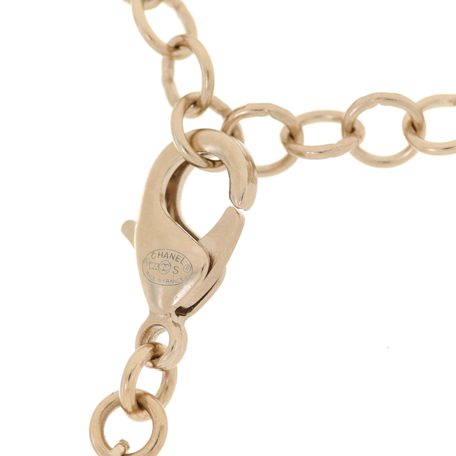 Chanel Metal Crystal Logo Necklace Gold 5 of 6