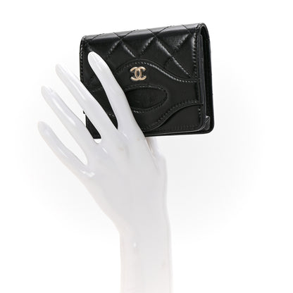 Chanel Shiny Crumpled Calfskin Quilted 31 Card Holder Wallet Black 2 of 9