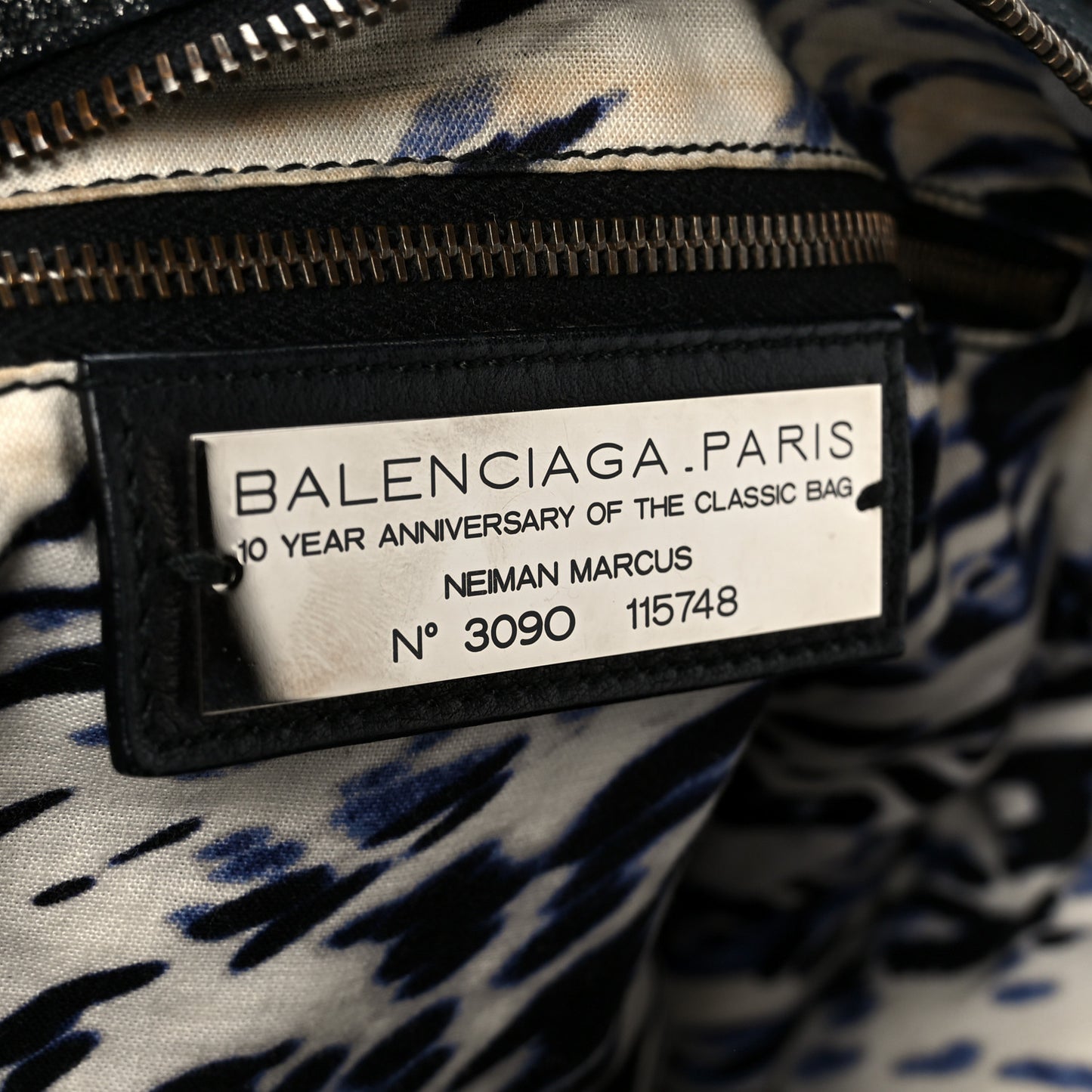 Metallic Craquele Calfskin Classic Hardware City Black