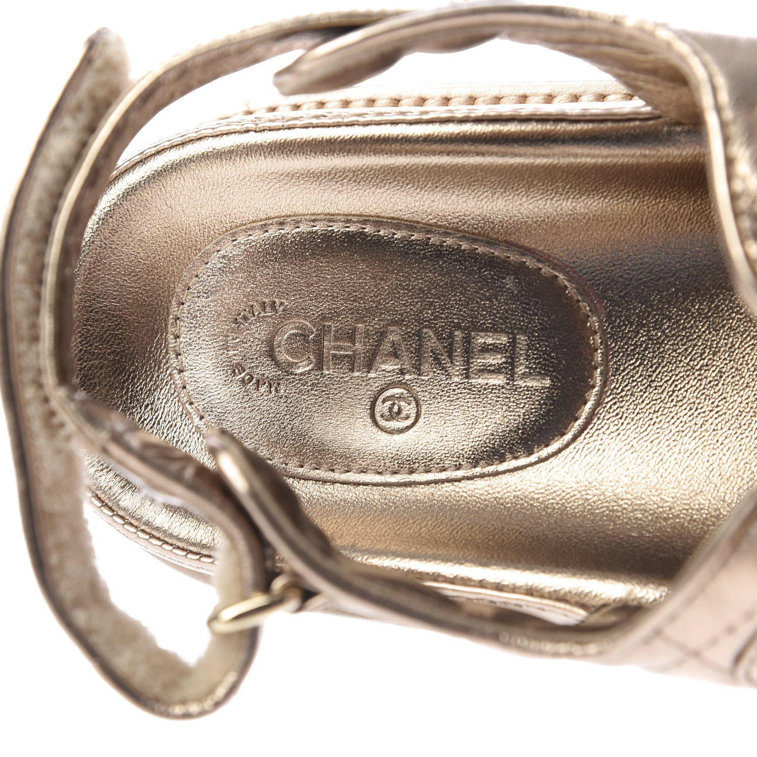 Chanel Iridescent Lambskin Velcro Dad Sandals 37 Light Bronze 8 of 10
