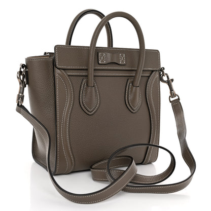 Celine Drummed Calfskin Nano Luggage Souris 3 of 10