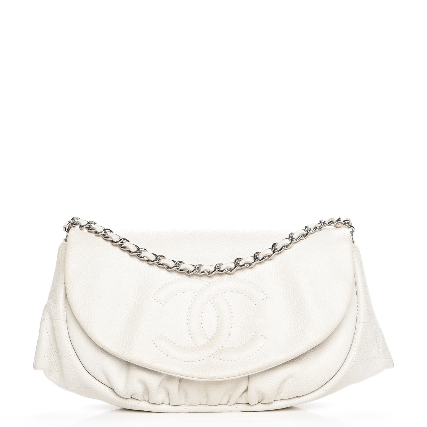 Caviar Half Moon Wallet On Chain WOC White
