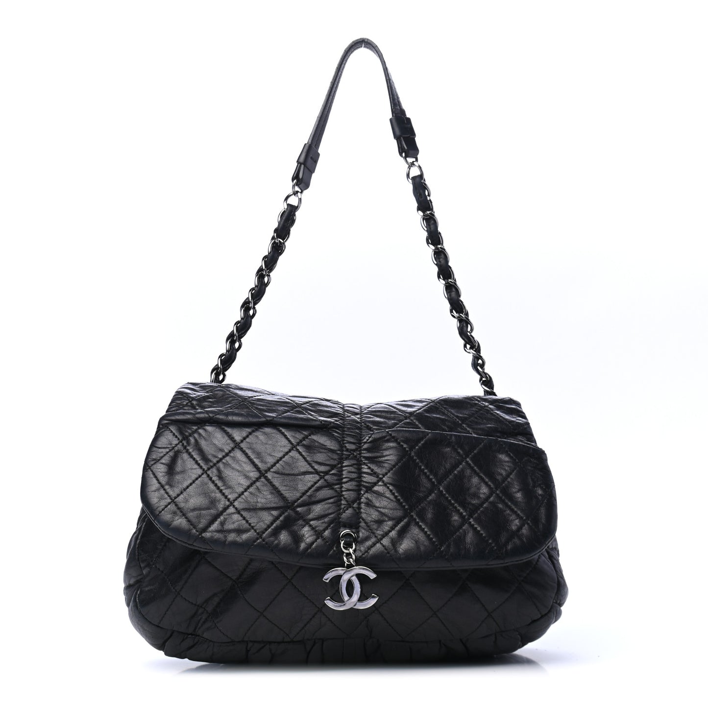 Lambskin Quilted Small Sharpei Flap Black