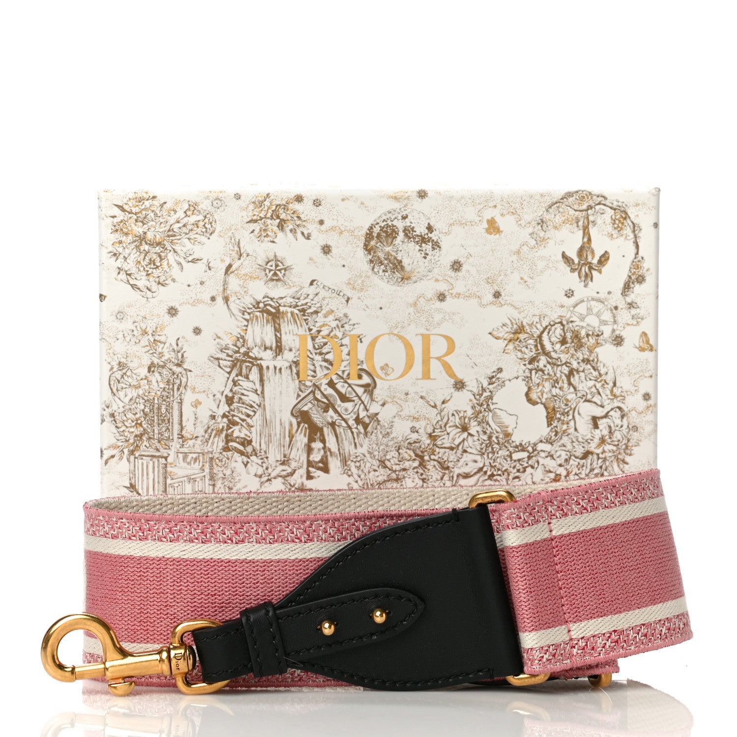 Christian Dior Canvas Embroidered Shoulder Strap Pink Multicolor 7 of 7