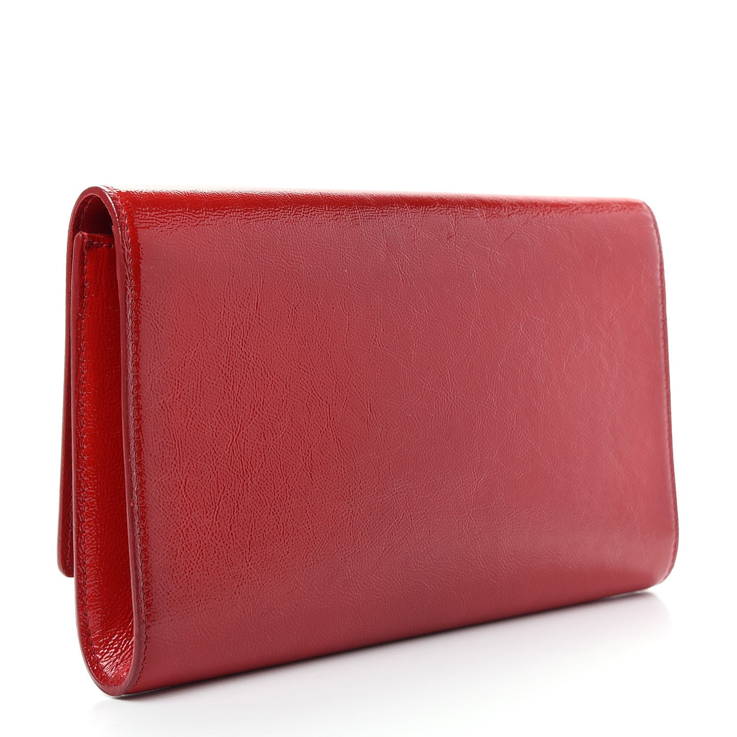 Saint Laurent Textured Patent Monogram Large Belle De Jour Clutch Red 3 of 8