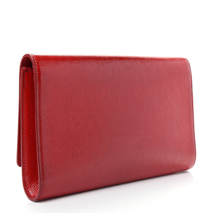Saint Laurent Textured Patent Monogram Large Belle De Jour Clutch Red 3 of 8