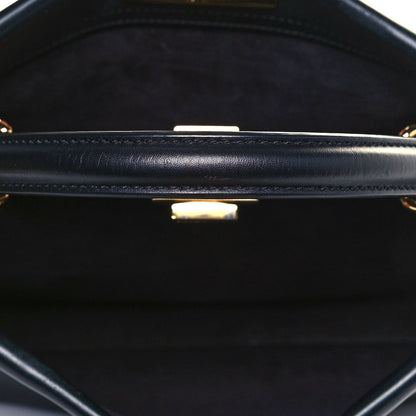 Fendi Calfskin Velvet Fun Fair Medium Peekaboo Iconic Satchel Black Tobacco Multicolor 7 of 12