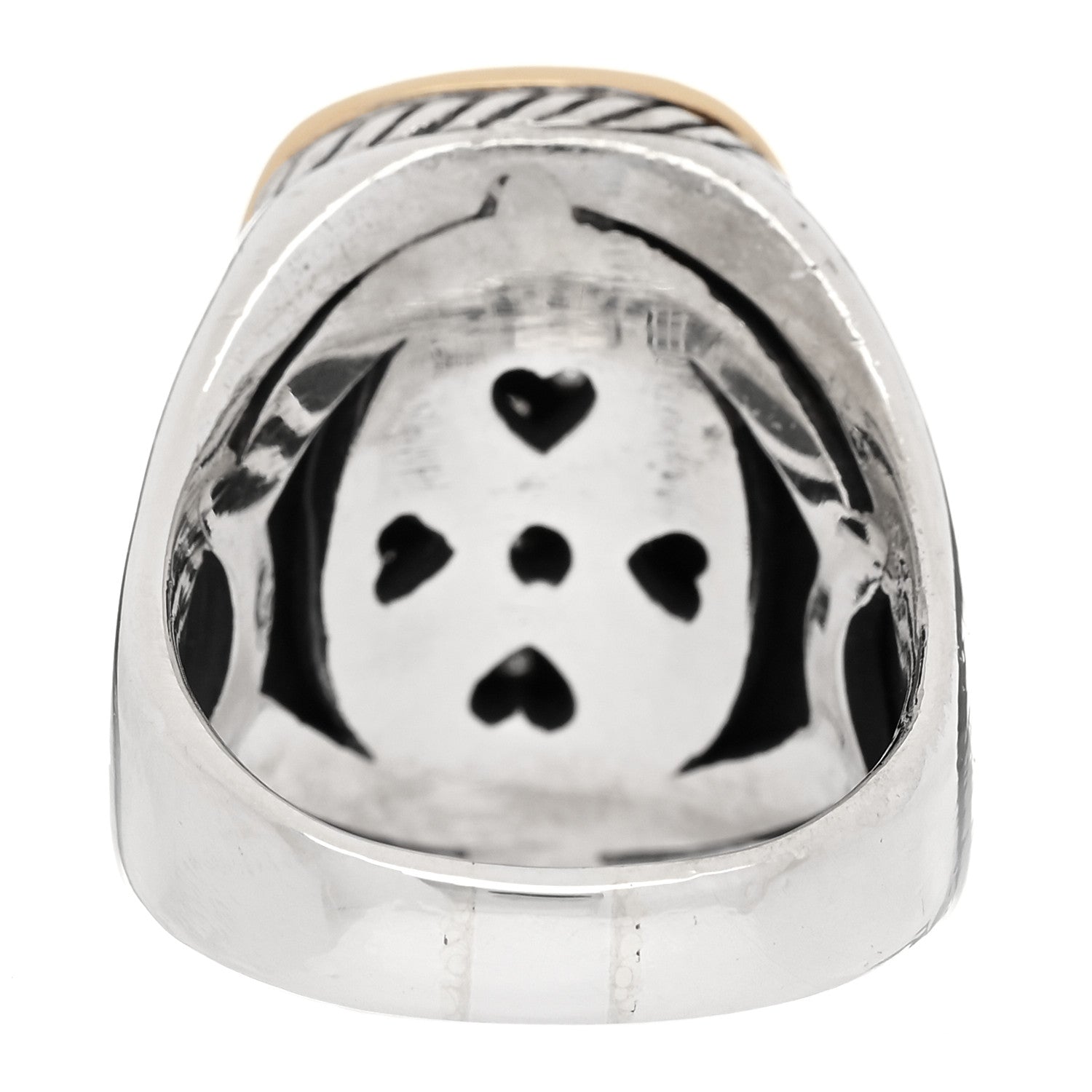David Yurman Sterling Silver 18K Yellow Gold Diamond 16mm Albion Ring 54 7 4 of 6