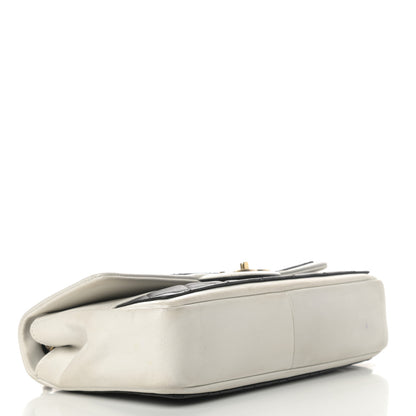Chanel Calfskin Quilted Medium Graphic Flap Black White 4 of 13