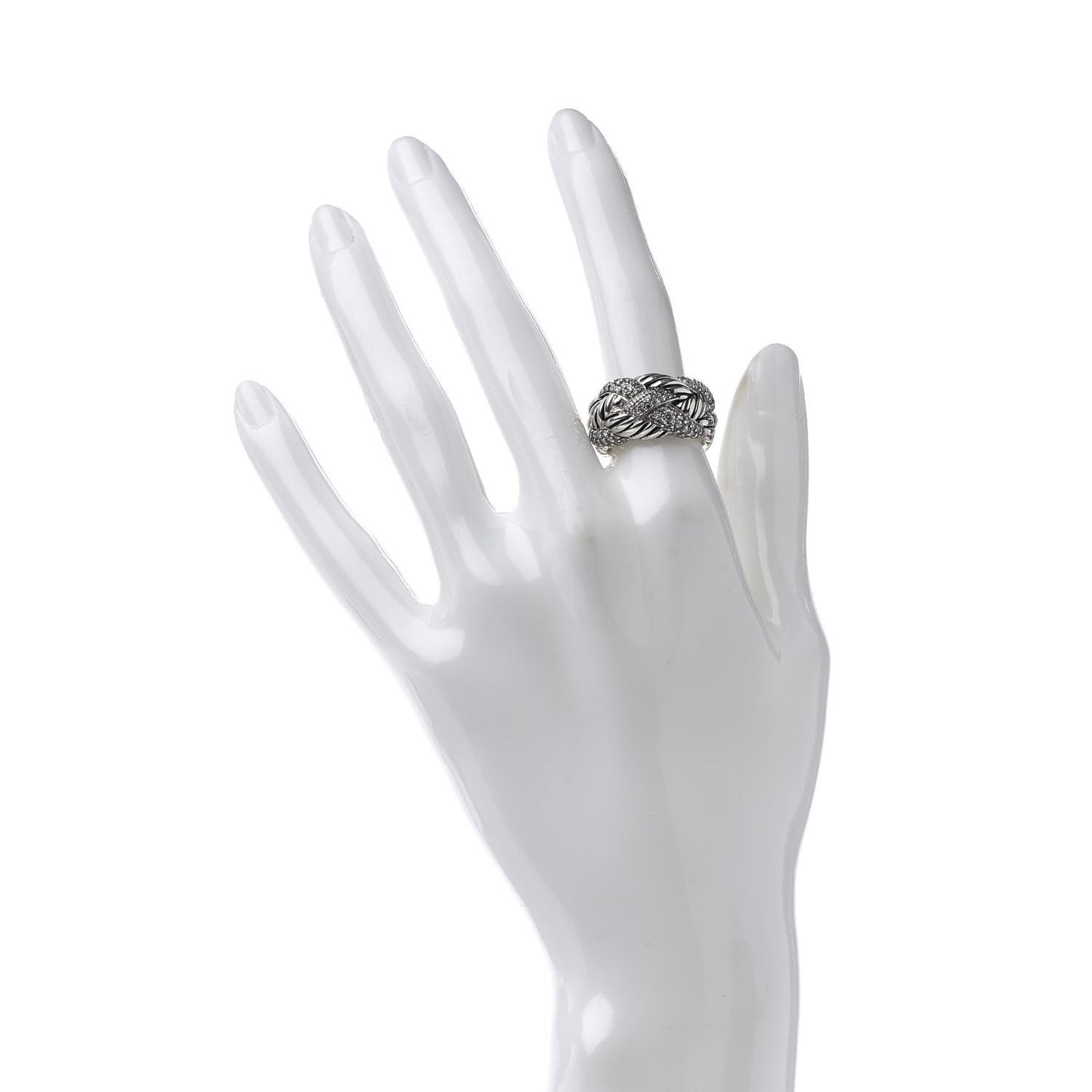 Sterling Silver Diamond 12mm Woven Cable Ring 53 6.25