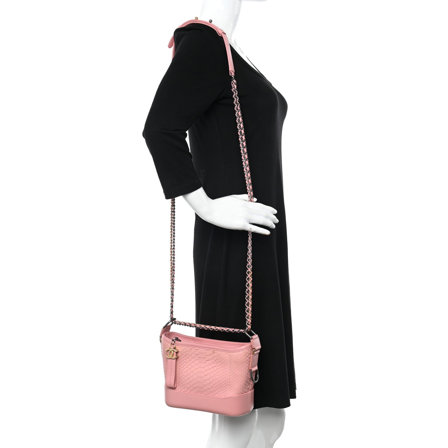Chanel Snakeskin Small Gabrielle Hobo Pink 2 of 14