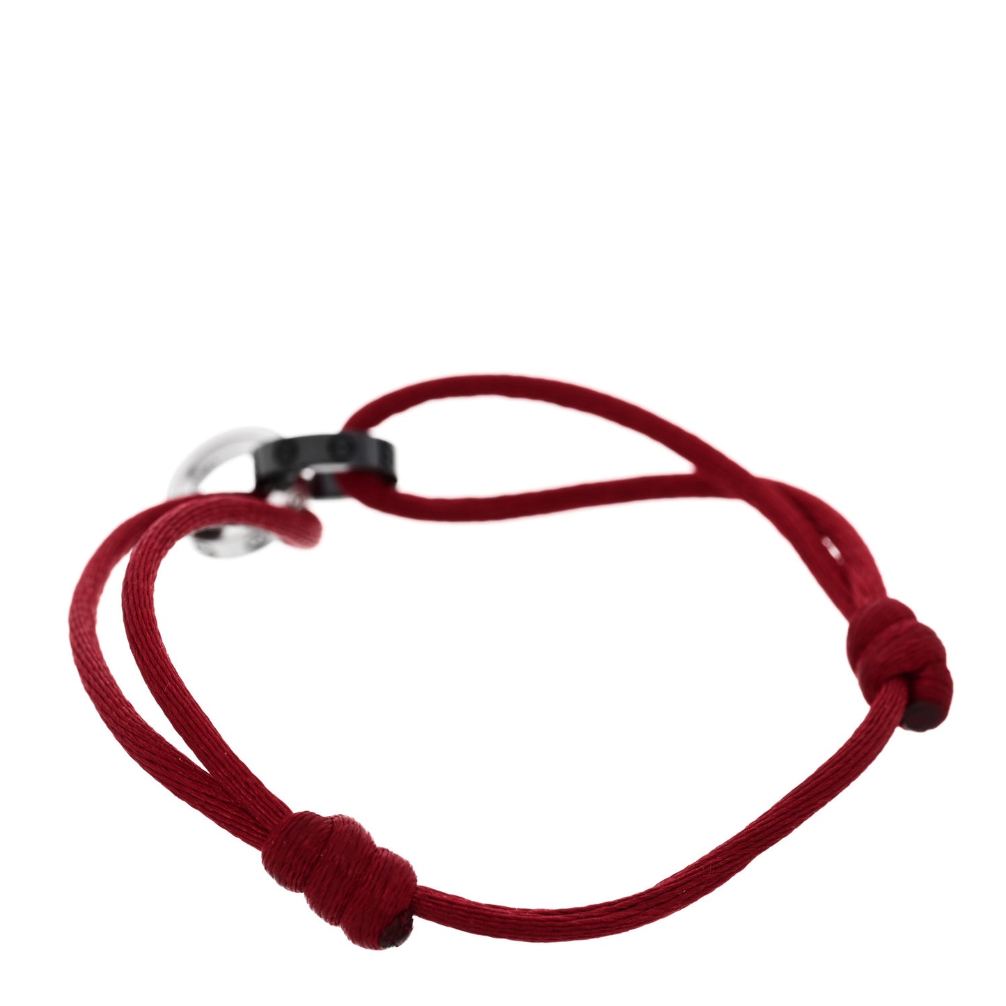 18K White Gold Ceramic 4 Diamond LOVE Cord Bracelet Red