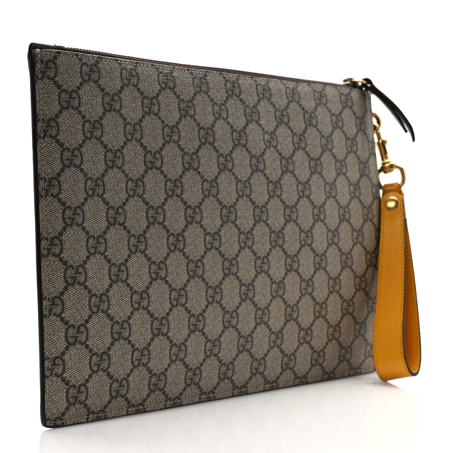 Gucci GG Supreme Monogram Neo Vintage Zip Wristlet Pouch Beige New Acero Crop 3 of 6