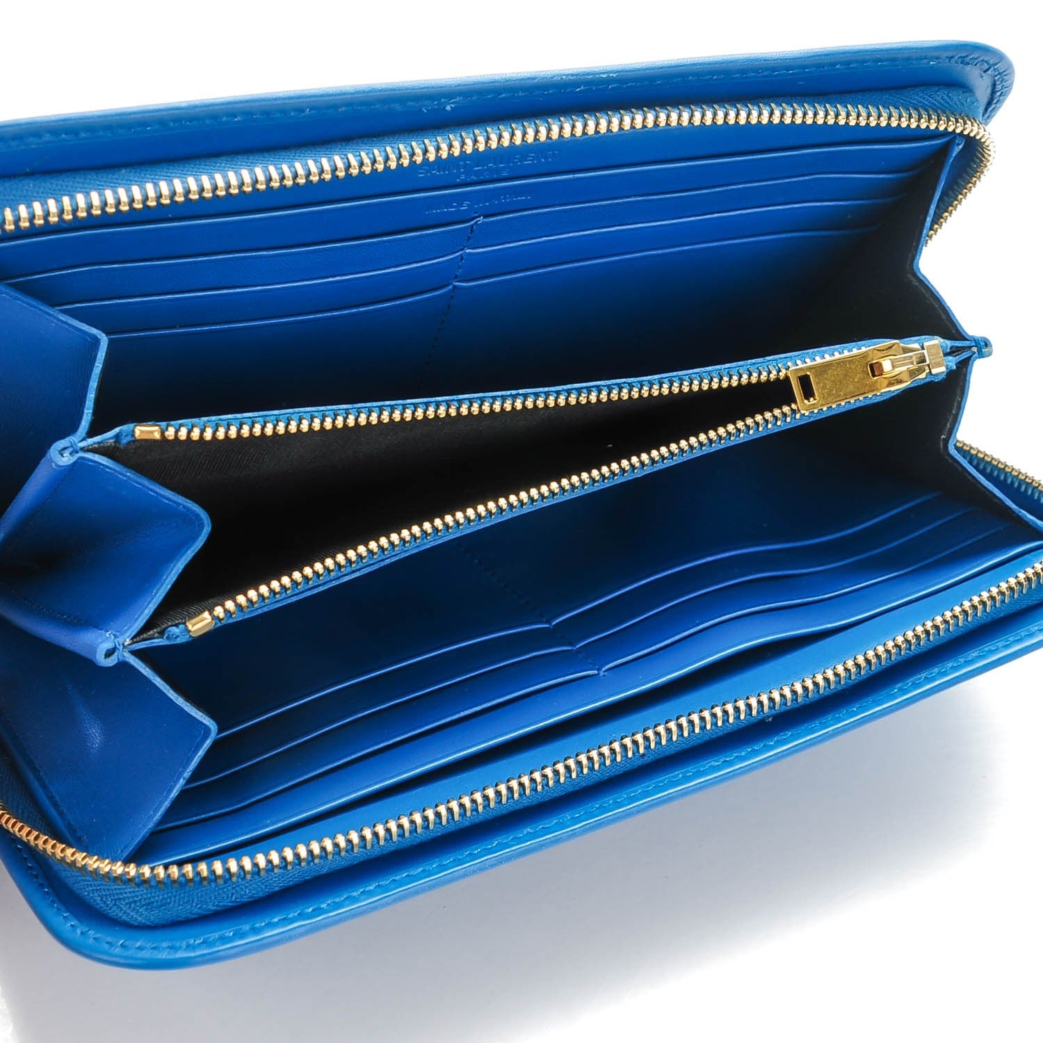 Saint Laurent Calfskin Classic Zip Around Wallet Blue 5 of 7