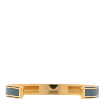 Christian Dior Metal Enamel Code Bangle Bracelet Blue Gold 2 of 3