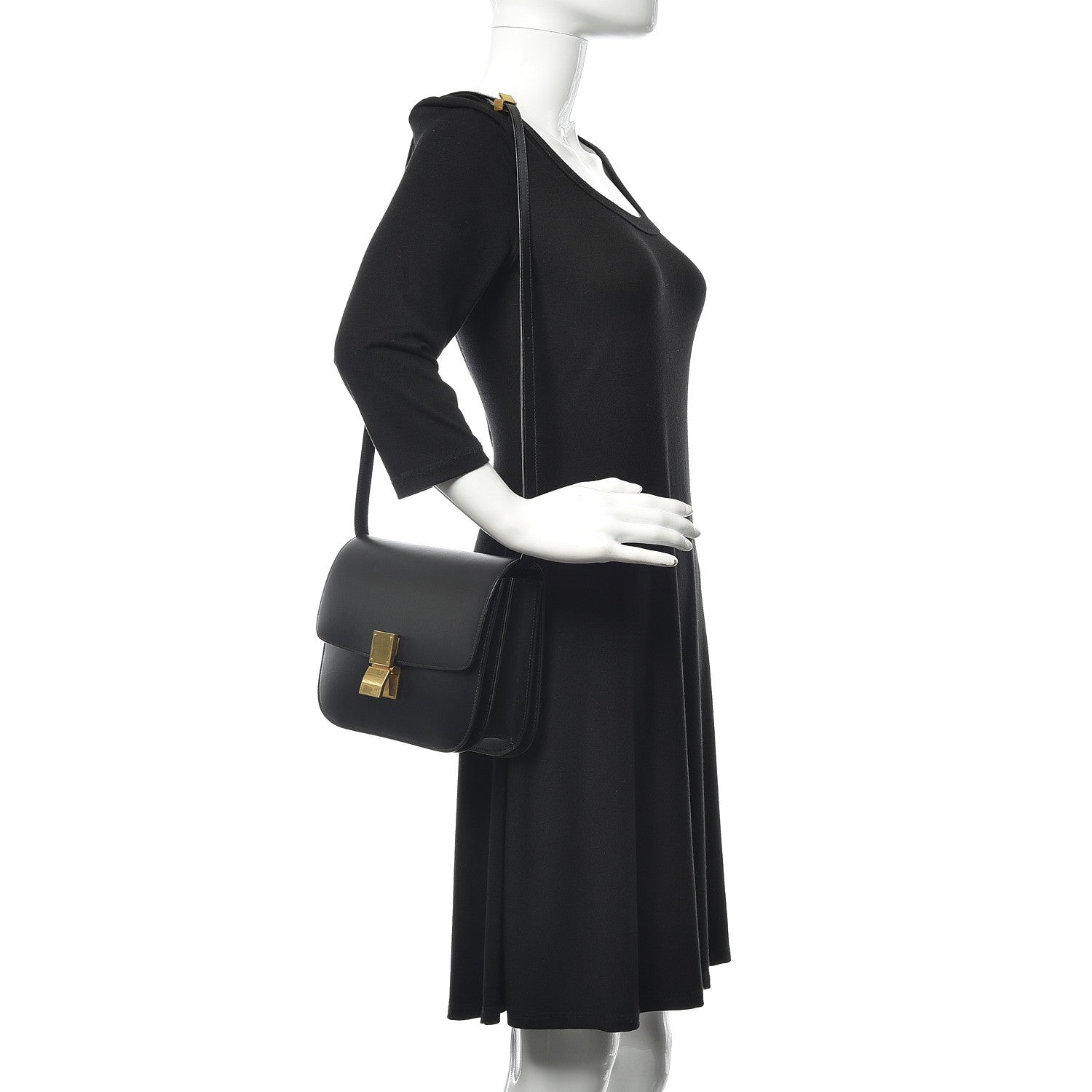 Celine Liege Calfskin Medium Classic Box Flap Bag Black 2 of 11