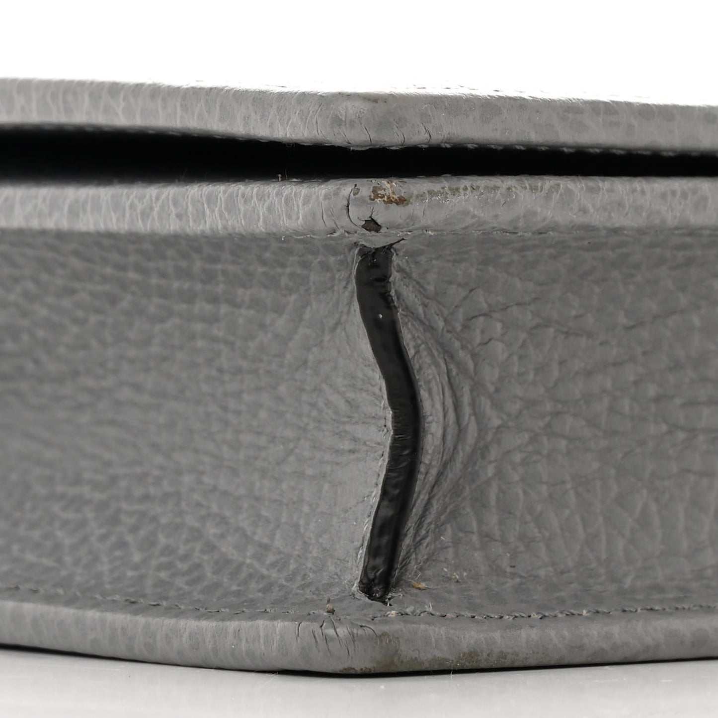 Dollar Calfskin Enamel Monochrome Mini GG Marmont Chain Wallet Deep Grey