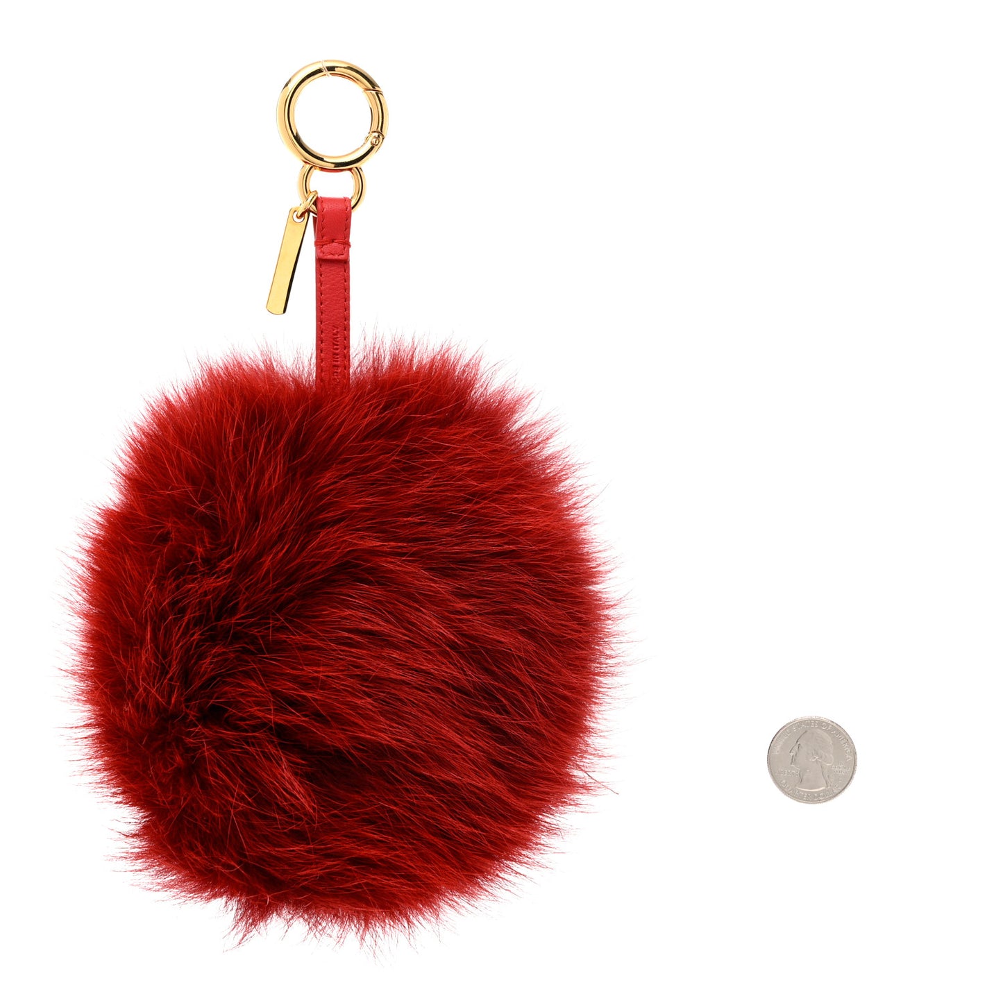 Fox Fur Shiny Nappa Heart Pom Pom Bag Charm Rosso Rosa