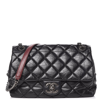 Chanel Aged Calfskin Tweed Jumbo New Portobello Flap Black 1 of 10