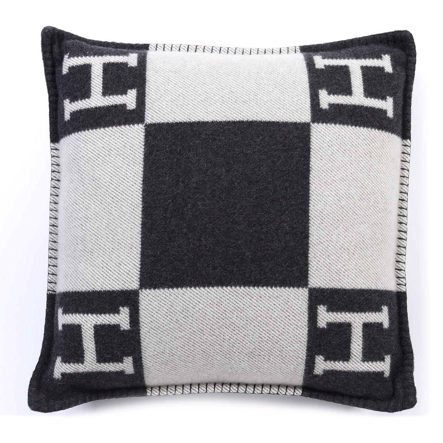 Wool Cashmere Avalon Pillow PM Ecru Gris Fonce