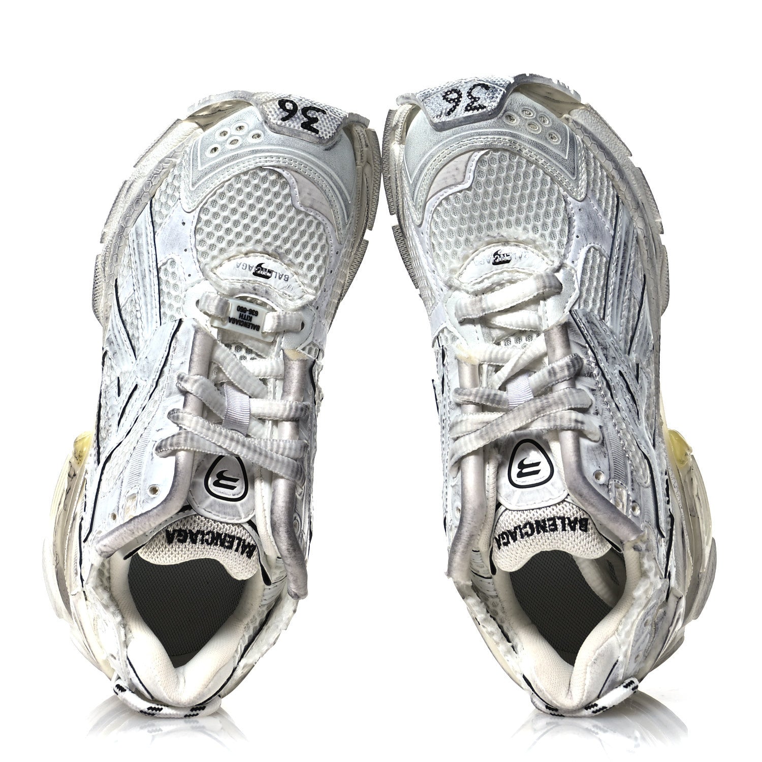 Balenciaga Mesh Rubber Monocolor Womens Runner Sneakers 36 White