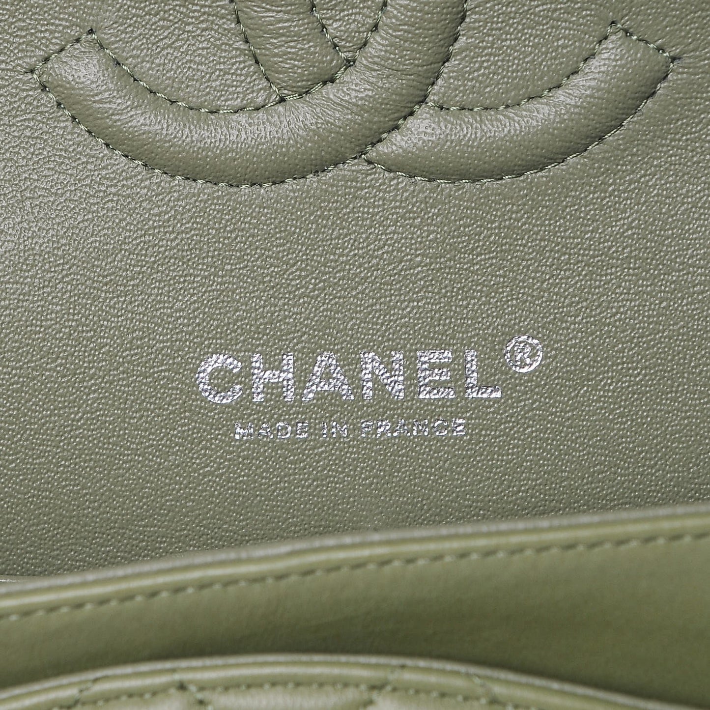 Lambskin Quilted Medium Double Flap Green