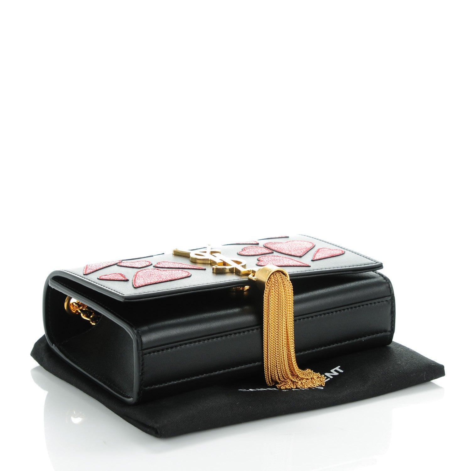 Saint Laurent Calfskin Small Monogram Kate Tassel Heart Satchel Black Rouge 4 of 6