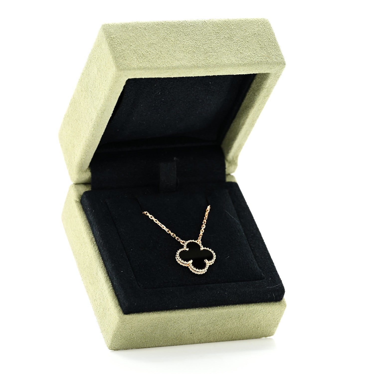 Van Cleef & Arpels 18K Yellow Gold Black Onyx Vintage Alhambra Pendant Necklace 6 of 6