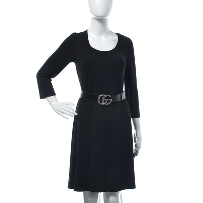 Gucci Textured Dollar Calfskin Nickel Double G 40mm Belt 95 38 Black 2 of 7