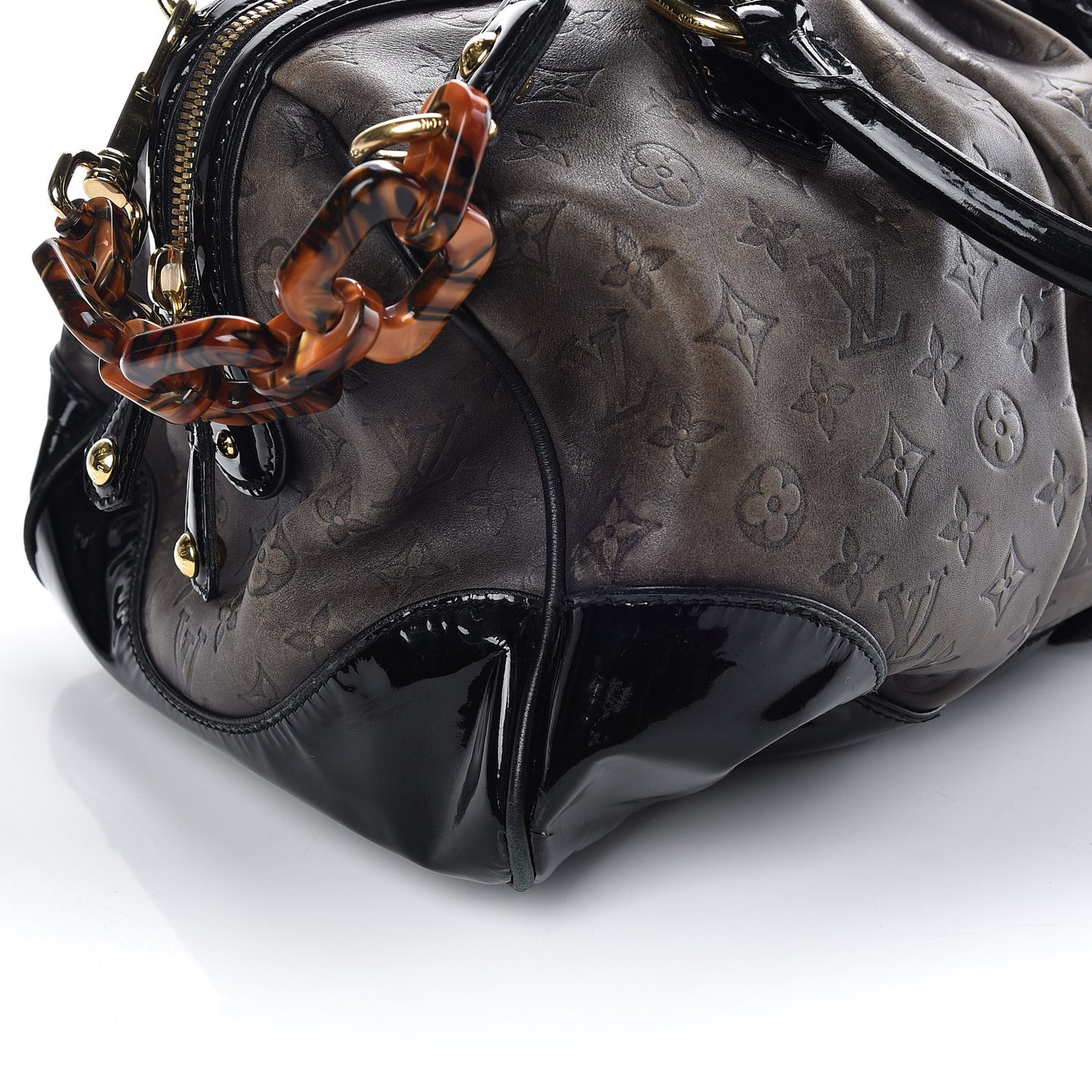 Cuir Patent Embossed Monogram Stephen Bag Grey
