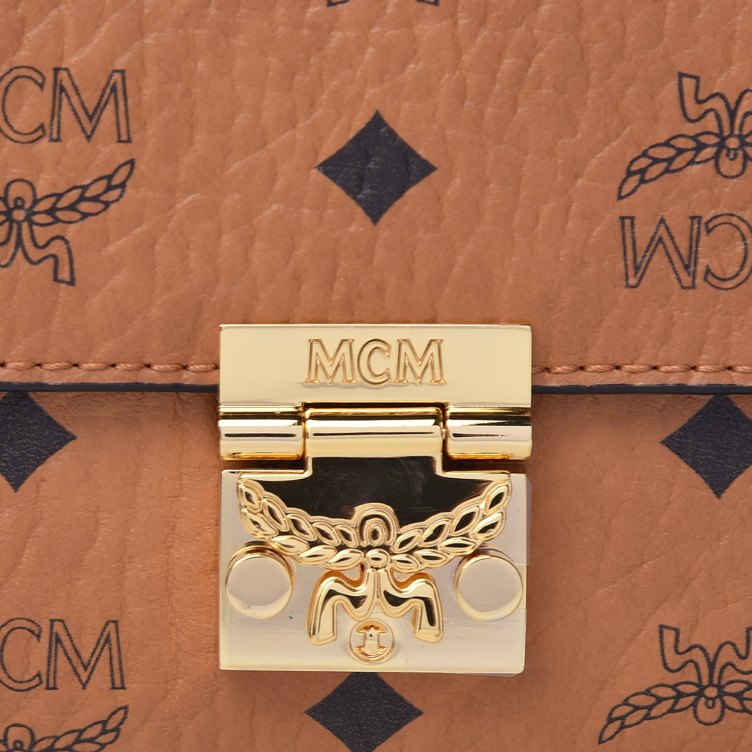 MCM Visetos Small Millie Crossbody Bag Cognac 7 of 9