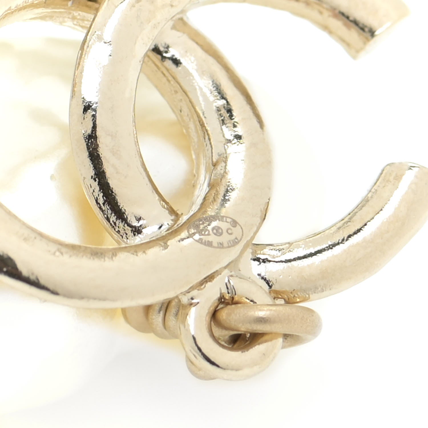 Chanel Pearl CC Double Heart Drop Earrings Gold 4 of 7