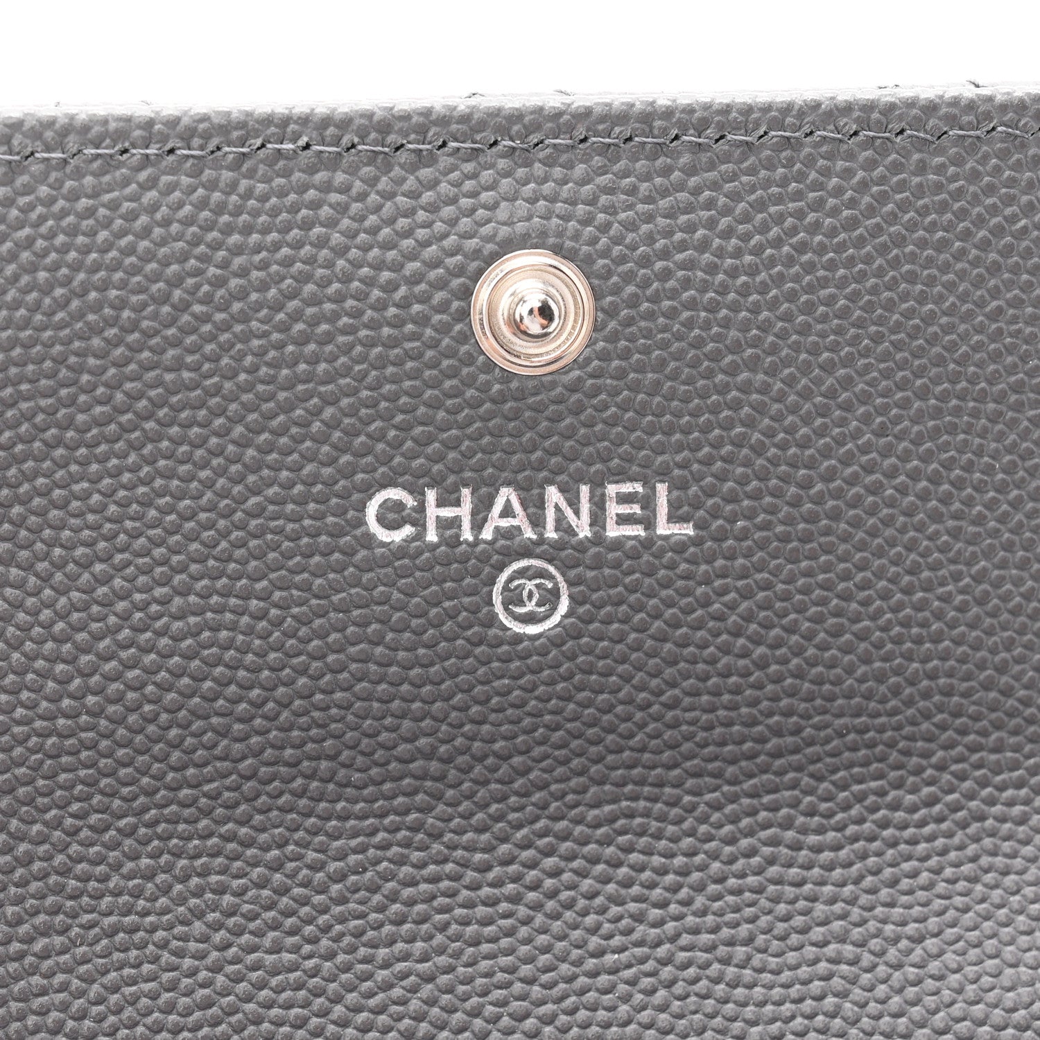 Chanel Shiny Caviar Enamel Quilted CC Flap Card Holder Grey 6 of 9